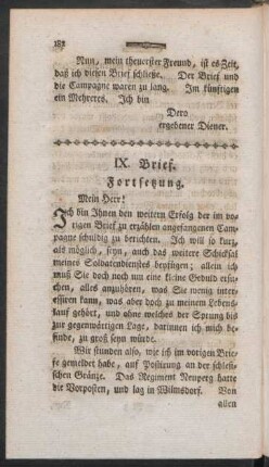IX. Brief. Fortsetzung