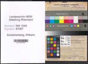 Entnazifizierung Wilhelm Schoenenberg , geb. 05.11.1893 (Baecker)