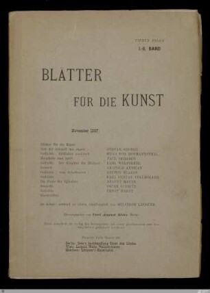4.F. 1/2.1897: [Blätter für die Kunst] Band 4.F. 1/2.1897