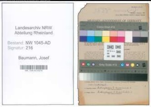 Entnazifizierung Josef Baumann , geb. 03.03.1893 (Beamter)