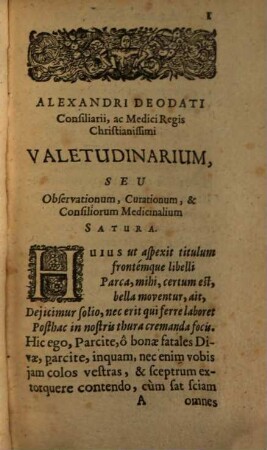 Deodati Valetudinarum Seu Observationum, Curationum & Consiliorum Medicinalium Satura