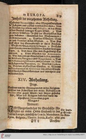 Innhalt der vierzehenden Abtheilung