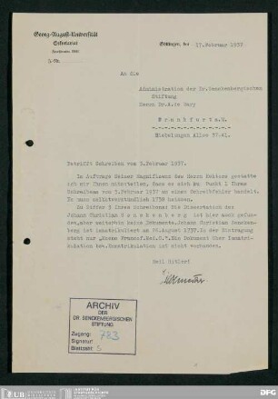 Recherchen zur Biografie Johann Christian Senckenbergs