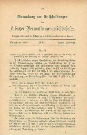 Fünfzehnter Band. 1894. Zweite Lieferung. - Nr. 8. - Nr. 14.