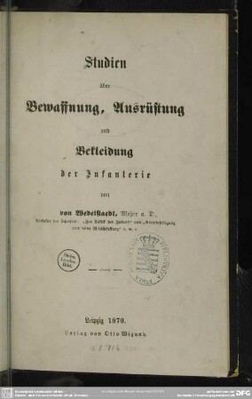 Studiën über Bewaffnung, Ausrüstung und Bekleidung der Infanterie