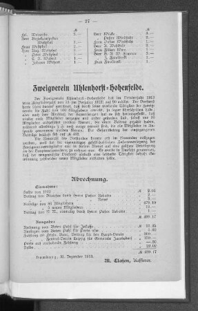 Zweigverein Uhlenhorst=Hohenfelde.