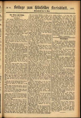Zweite Ausgabe vom Samstag, den 08. Mai 1897.