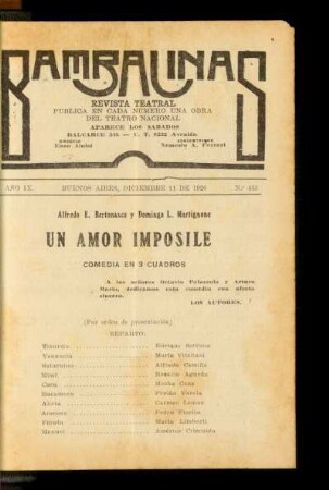 Un amor imposible : comedia en 3 cuadros