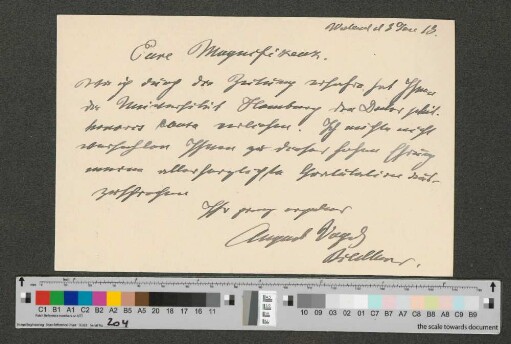 Briefkarte an Werner von Melle
