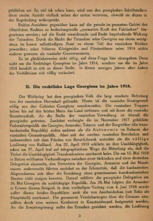 II. Die rechtliche Lage Georgiens im Jahre 1918
