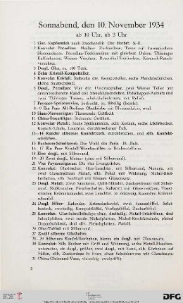 Sonnabend, den 10. November 1934, ab 10 Uhr, ab 3 Uhr (Nr. 1-606)