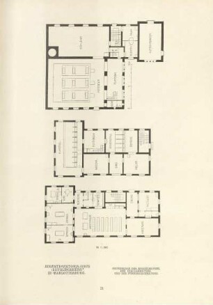 Auguste Viktoria-Haus (Säuglingsheim) in Charlottenburg. Grundrisse des Kesselhauses, des Stallgebäudes und des Fürsorgegebäudes