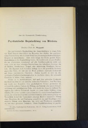 Psychiatrische Begutachtung von Mördern.