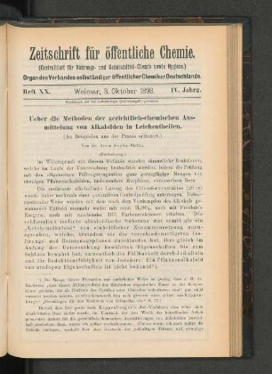 Ueber die Methoden der gerichtlich-chemischen Ausmittelung von Alkaloiden in Leichentheilen.