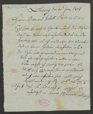 Brief an B. Schott's Söhne : 20.01.1825