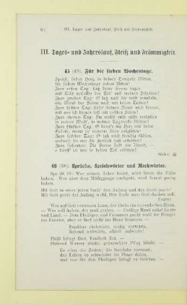 III. Tages- und Jahreslauf, Fleiß und Frömmigkeit