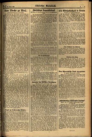 Zweite Ausgabe vom Freitag, den 29. April 1938.