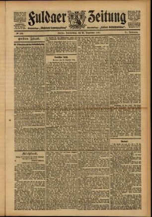 Erste Ausgabe vom Donnerstag, den 21. Dezember 1905.