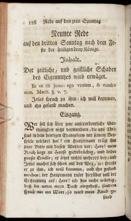 Neunte Rede auf den dritten Sonntag nach dem Feste der heiligen drey Könige.