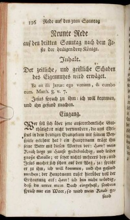 Neunte Rede auf den dritten Sonntag nach dem Feste der heiligen drey Könige.