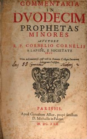 Commentaria In Duodecim Prophetas Minores, 1