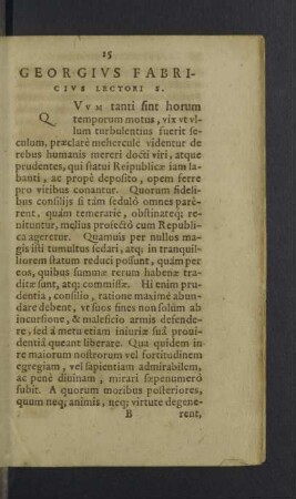 Georgius Fabricius Lectori S.