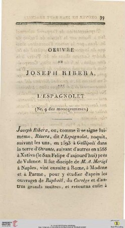 Oeuvre de Joseph Ribera dit l’espagnolet
