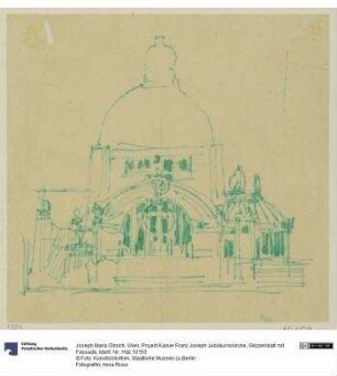 Wien, Projekt Kaiser Franz Joseph Jubiläumskirche, Skizzenblatt mit Fassade