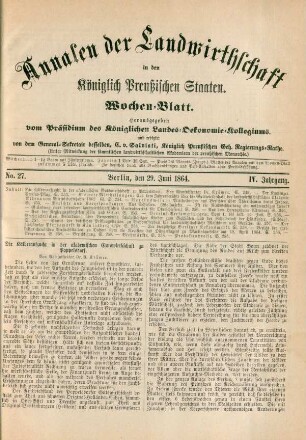 No. 27. Berlin, den 29. Juni 1864. IV. Jahrgang.