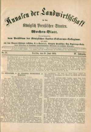 No. 27. Berlin, den 29. Juni 1864. IV. Jahrgang.