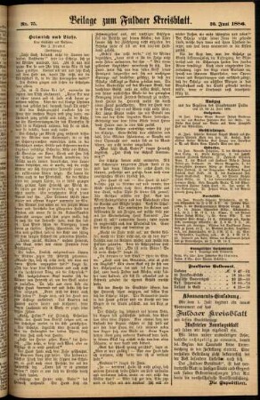 Zweite Ausgabe vom Samstag, den 26. Juni 1886.