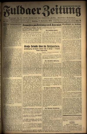 Erste Ausgabe vom Sonntag, den 18. September 1932.