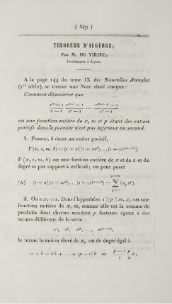 Théorème d'algèbre.