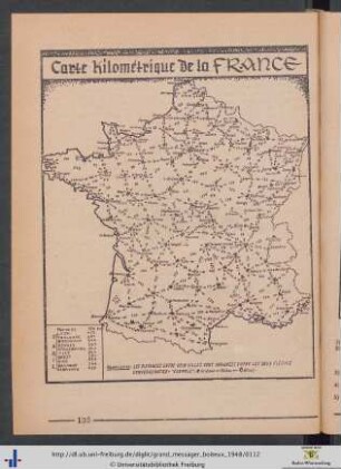Carte kilométrique de la France.