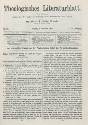 577-585 Krieg, Christentum, Kirche im Lichte der Kriegsliteratur