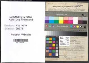 Entnazifizierung Wilhelm Meuser , geb. 23.10.1909 (Lehrer)