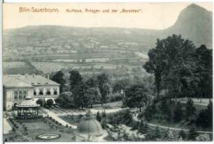 Bilin. Kurhaus - Anlagen und der Borschen