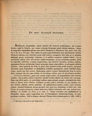 Commentatio de arte Aeschyli rhetorica : Sollemnia anniversaria in gymnasio regio Curiensi d. 8. m. Aug. 1847...