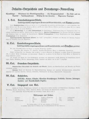 Inhalt-Verzeichnis und Benutzungs-Anweisung