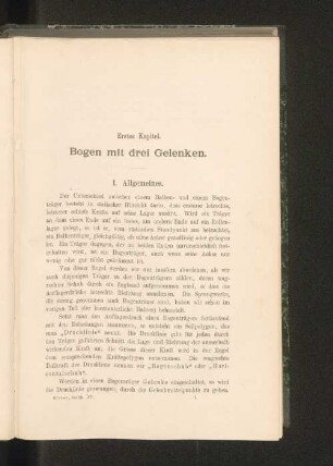 Erstes Kapitel. Bogen mit drei Gelenken.