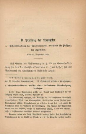 B. Prüfung der Apotheker.