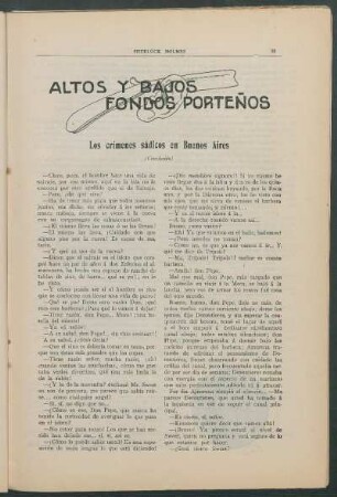 Altos y bajos fondos porteños - Los crimenes sádicos en Buenos Aires - (Conclusión)