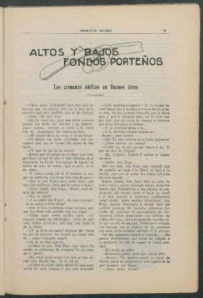 Altos y bajos fondos porteños - Los crimenes sádicos en Buenos Aires - (Conclusión)