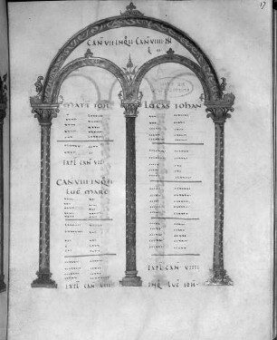 Evangiles / IV Evangelia / Evangiles d'Hildegarde — Can. VII. in quo II. Can. VIIII. in quo II., Folio fol. 17 r