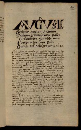 12r-15v, Augustinus Ecclesiae Doctor Eximius...