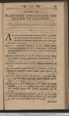 Classis III. Plantarum Annuarum Et Soli Natalis Et Culurae
