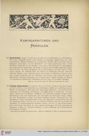 Kamingarnituren und Pendulen (Nr. 326 - 360)