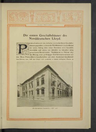 Die ersten Geschäftshäuser des Norddeutschen Lloyd.