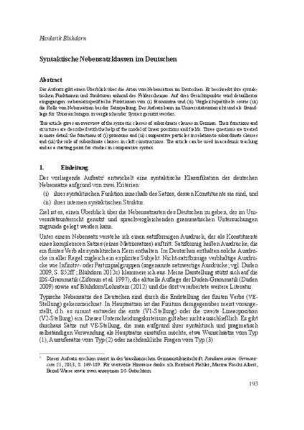 Syntaktische Nebensatzklassen im Deutschen