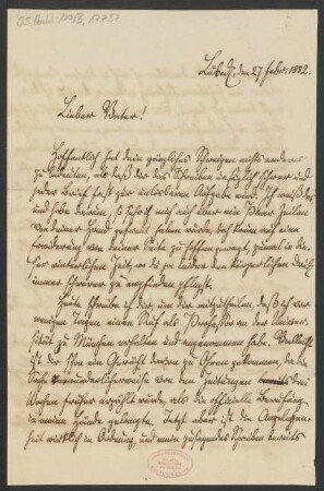 Brief an Johannes Geibel : 27.02.1852